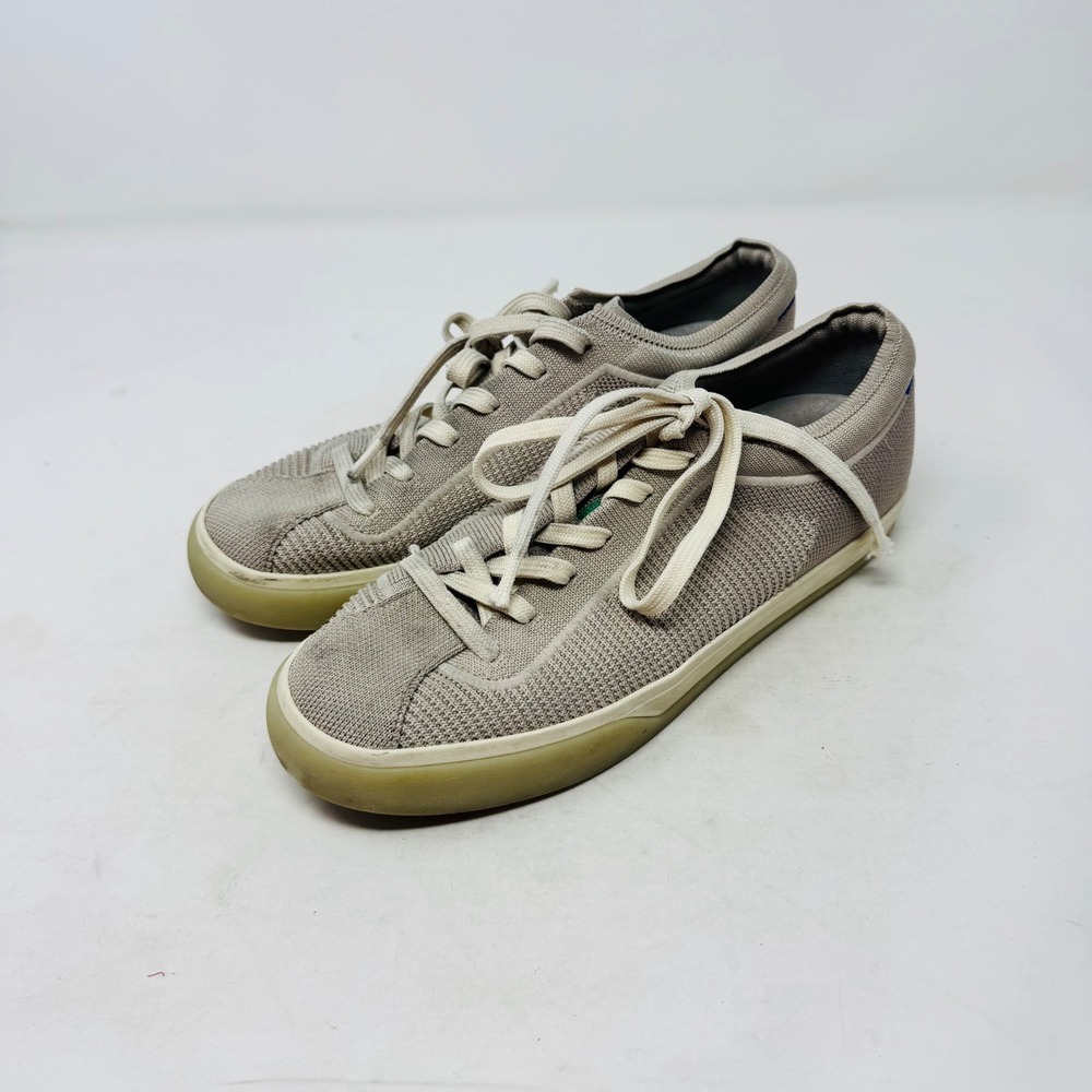 Rothy's Lace Up Sneakers Gray Size 8 Sustainable Knit Low Top Earthy Coastal